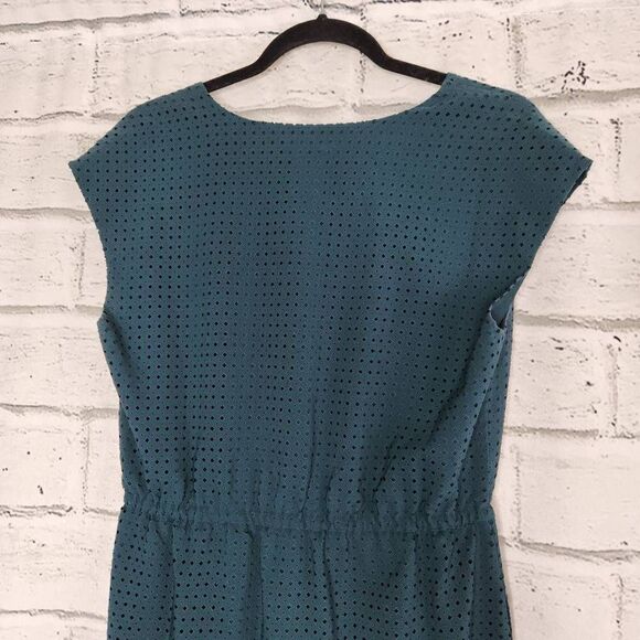 J. Crew Perforated Laser Cut Diamonds Draped Midi Dress Green Size 6 Holiday - Picture 9 of 14
